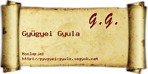 Gyügyei Gyula névjegykártya